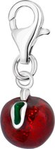 Quiges – 925 - Zilver – Charm - Bedel - Hanger - 3D Rode Appel - met – sterling - zilver - karabijnslot - geschikt - voor - Zinzi, Thomas – Sabo - Ti Sento - Bedelarmband HC161