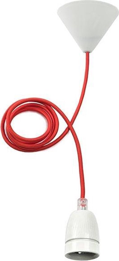 Pendel met E27 fitting - Met nylon kabel - Rood
