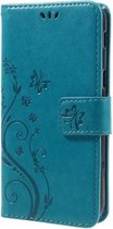 Book Case Cover Bloemen Samsung Galaxy A3 (2017) - Blauw