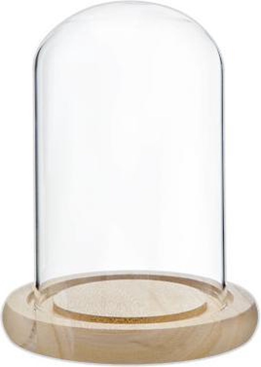 Cosy & Trendy Stolp - Glas Met Houten Basis - Ø 10 cm x 17 cm