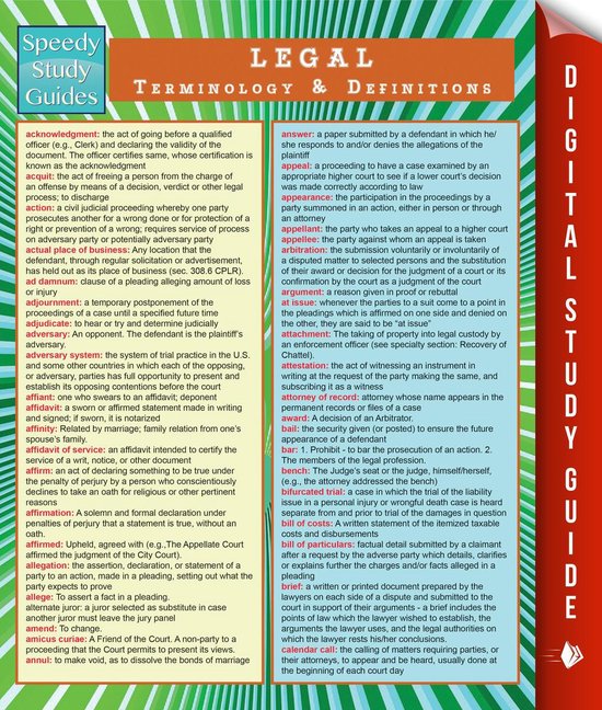 Legal Terminology and Definitions (Speedy Study Guide) (ebook), Speedy ...
