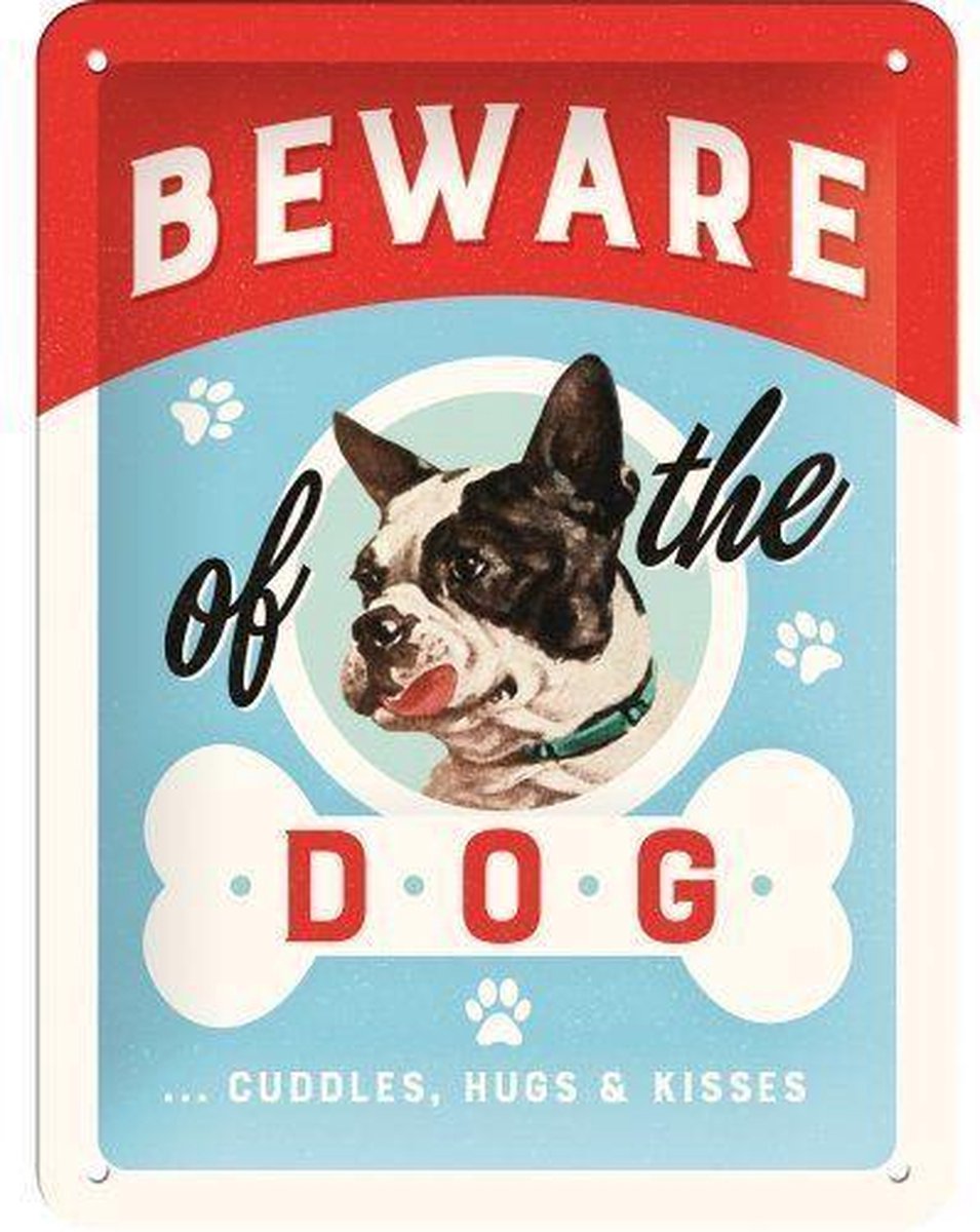 Beware Of The Dog Wandbord - Metaal - 15 x 20 cm