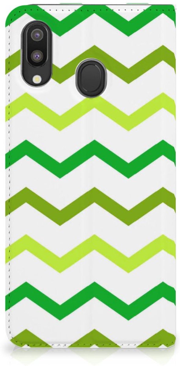 Samsung Galaxy M20 Hoesje met Magneet Zigzag Groen