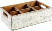 Tafelcaddy vintage - hout - 27x17xh10 cm - Wit