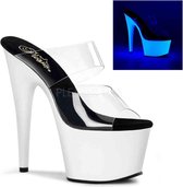 Pleaser - ADORE-702UV Muiltjes - Paaldans schoenen - 36 Shoes - Transparant/Wit