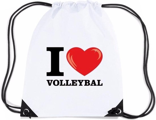 Politiek Mos Perceptueel Nylon I love volleybal rugzak/ sporttas wit met rijgkoord | bol.com