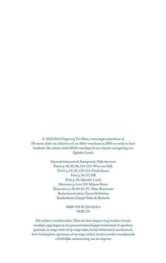 Colofonpagina van "Stilzitten als een kikker" met ISBN.
