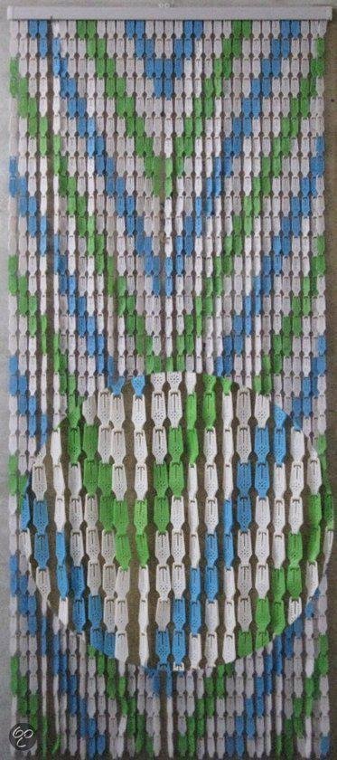 Sun-Arts deurgordijn clips groen wit blauw 90 x 210 cm