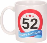 Verjaardag 52 jaar verkeersbord mok / beker