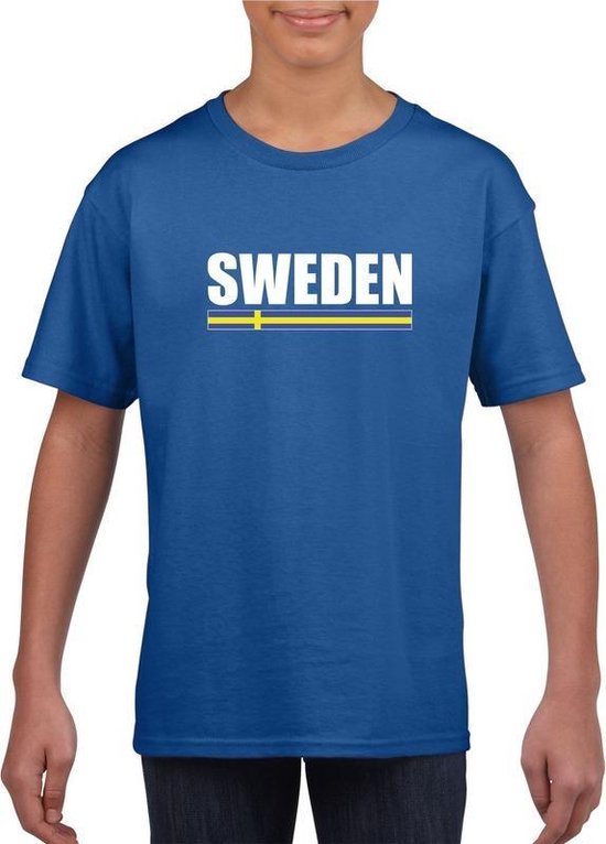 Blauw Zweden supporter t-shirt voor kinderen 110/116