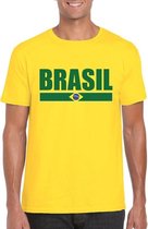 Geel Brazilie supporter t-shirt voor heren XL