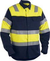 Blåkläder 3228-1515 FR Overhemd High vis Marineblauw/Geel maat L