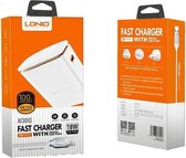 LDNIO A1301Q USB C Type Snellader/ oplader met  OplaadKabel - geschikt voor o.a Huawei Mate 9 10 Lite 20 Pro Nova 3
