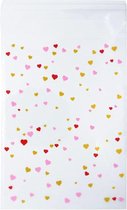 40 x Papieren Uitdeelzakjes voor school, verjaardag en bruiloft - hartjes patroon uitdeel zakjes - 17 x 9,5 cm - Valentijn - Valentijnsdag