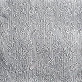 15x stuks luxe servetten barok patroon zilver 3-laags - zilveren tafel versiering feestartikelen