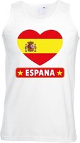 Spanje hart vlag singlet shirt/ tanktop wit heren M