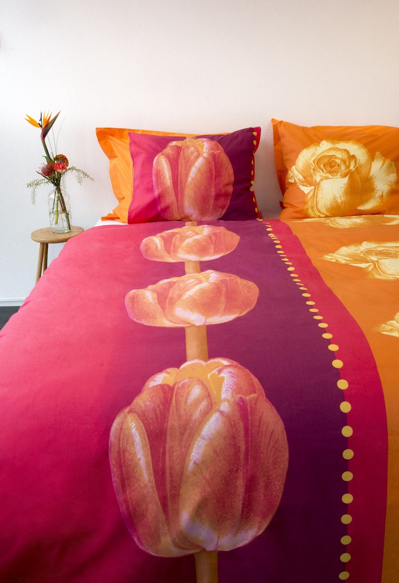 SENZATIONE 100% Katoen Percaline Dekbedovertrek 200x200/220-2x60x70 cm FERRARA ORANJE