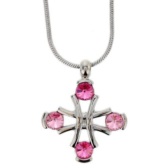 Ketting met gemstone hanger - Warm Roze