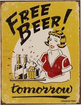 Free Beer - Wandbord gratis bier - Humor - Amerika USA - metaal.