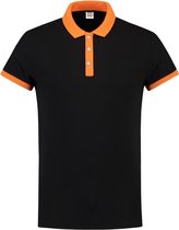 Tricorp Poloshirt bi-color fitted - Casual - 201002 - Zwart-Oranje - maat XXXL