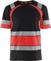 Blaklader T-shirt High Vis 3421-1030 - Zwart/High Vis Rood - XS