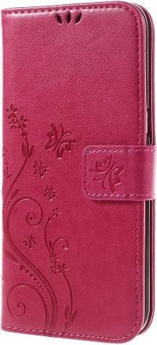 Bloemen & Vlinders Book Case - Geschikt voor Samsung Galaxy S7 Edge Hoesje - Roze