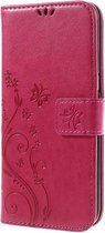 Bloemen & Vlinders Book Case - Geschikt voor Samsung Galaxy S7 Edge Hoesje - Roze