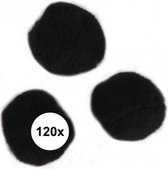 120x zwarte knutsel pompons 15 mm - hobby balletjes