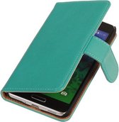 Turquoise pu leder booktype voor de Samsung Galaxy Alpha