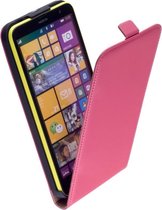 LELYCASE Lederen Flip Case Cover Hoesje Nokia Lumia 1320 Roze
