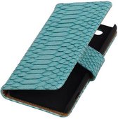 Snake Bookstyle Wallet Case Hoesje voor Sony Xperia Z4 Compact Turquoise