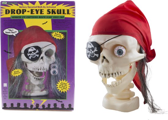 Piraten hoofd met vallend oog en bewegende mond