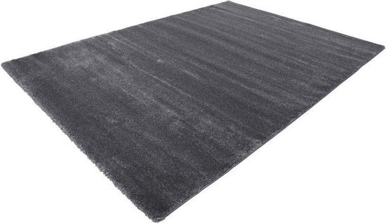 Lalee Softtouch- Vloerkleed- Effen- hoogpolig- uni- shaggy- velvet 120x170 cm grijs