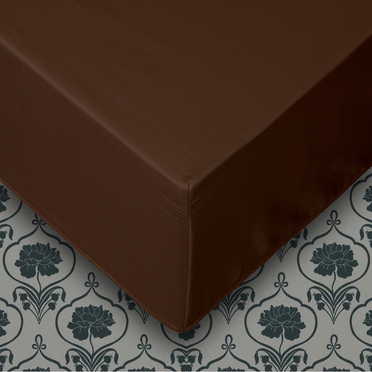 Senzatione katoen satijn Hoeslaken bruin - 200x220+30
