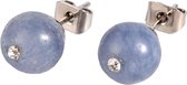 Edelstenen oorbellen Bling Aquamarine - oorknop - blauw - aquamarijn - stras steen