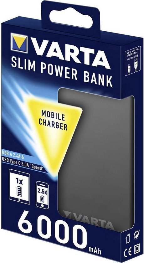 VARTA Portable Slim Power Bank - 6000 mAh | bol.com