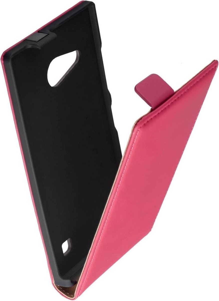 Lelycase Premium Lederen Flip Case Cover Hoesje Nokia Lumia 730 Roze