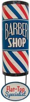 Barber Shop - Flat Top Specialist - Retro wandbord / koker - Kapper / kapsalon - Amerika USA - metaal - 64 x 18 cm