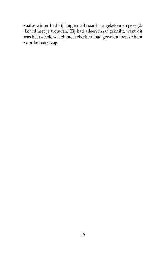 Pagina met proza, beschrijft een winterse interactie en een uitspraak over trouwen.