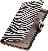 Zebra Bookstyle Wallet Case Hoesjes voor LG V10 Wit