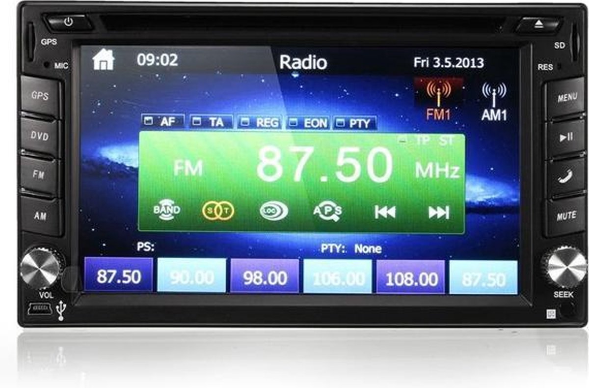 GPS Navigation HD 2DIN 6.2 Inch Car Stereo DVD Player Bluetooth iPod MP3  TV+Camera | bol.com