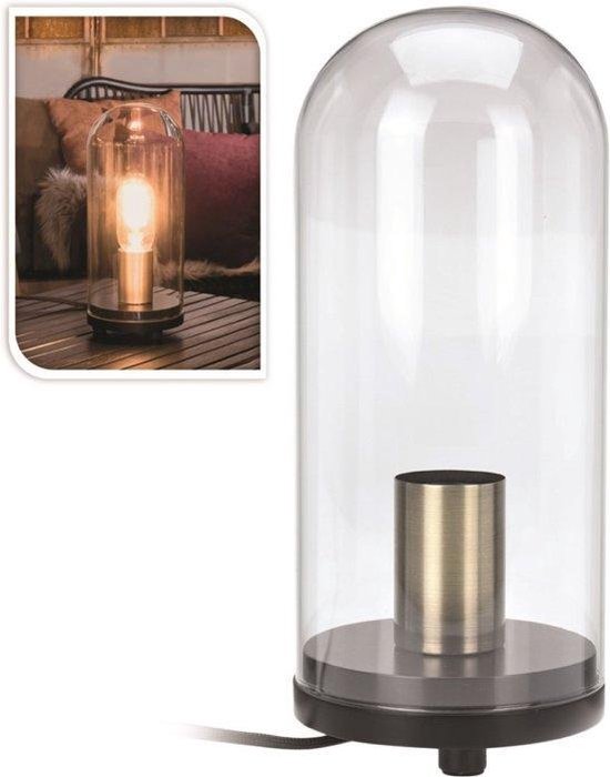 Agressief foto Amfibisch Tafellamp in glazen stolp 27cm - Industrieel - hout - tafel lamp -  landelijk -... | bol.com