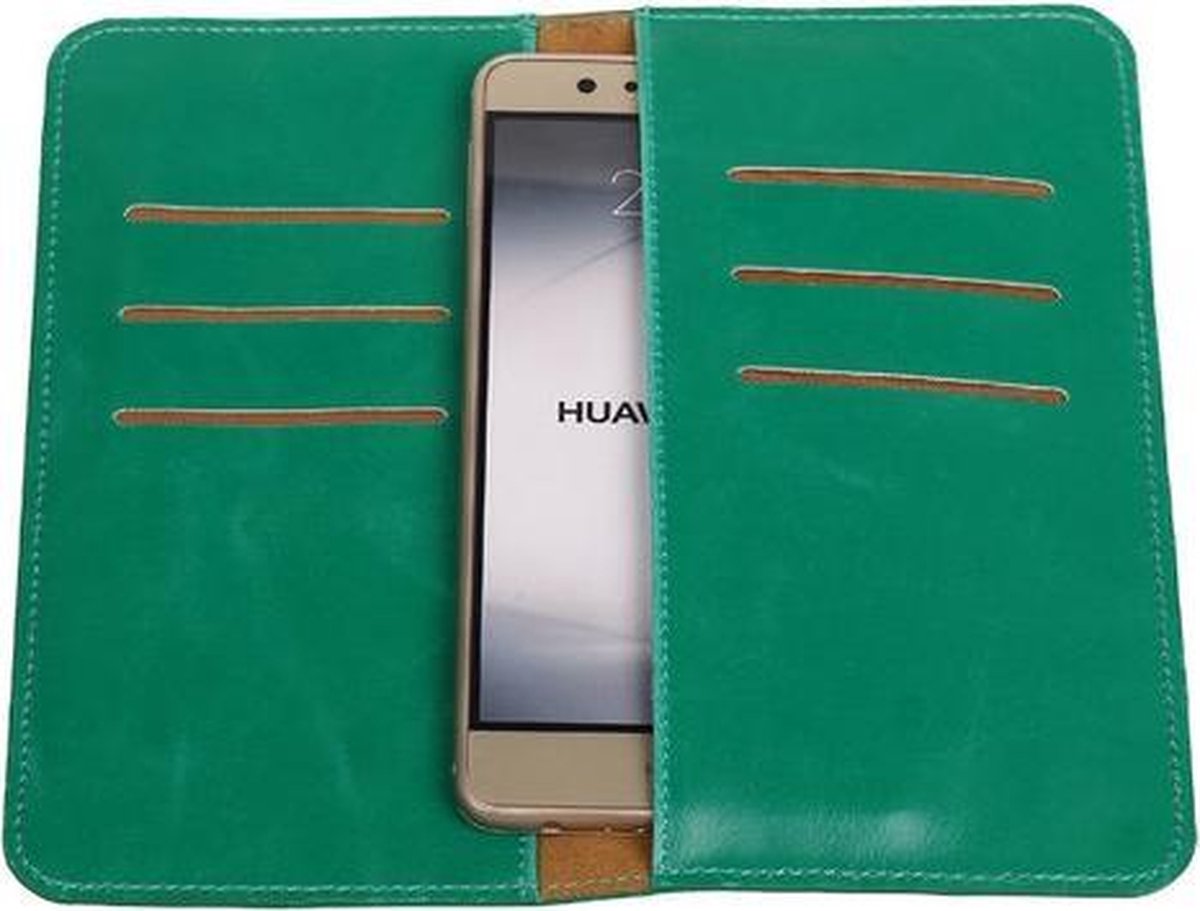 Groen Pull-up Large Pu portemonnee wallet voor Huawei Honor 5X