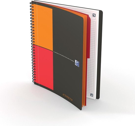 Oxford, Notitieboek A4, geruit 5 x 5, extra harde omslag, microgeperforeerd, notitieboek A4 Europeanbook 1, wit