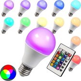 KwaliteitDeal RGB LED lamp met afstandbediening - E27 (grote fitting)  - 3 Watt - 180 Lumen - Inclusief dimmer