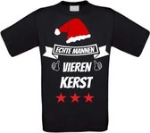 Echte mannen vieren kerst T-shirt maat L zwart