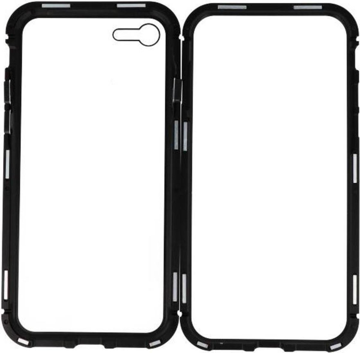 Zwart Transparant Magnetisch Back Cover Hoesje voor Apple iPhone 7 / 8