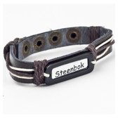 LKMN armband met naam leer bruin touw