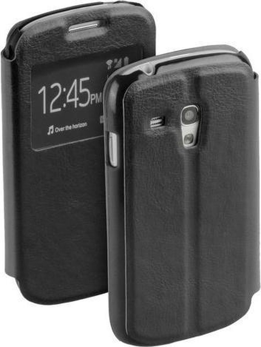 Zwart flipcase met venster voor de Samsung Galaxy S3 Mini VE hoes