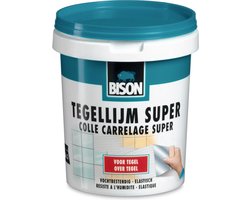 Bison Tegellijm Super pot 1 kg, voor alle soorten tegels, vochtbestendig, makkelijk verwerkbaar, oplosmiddelvrij